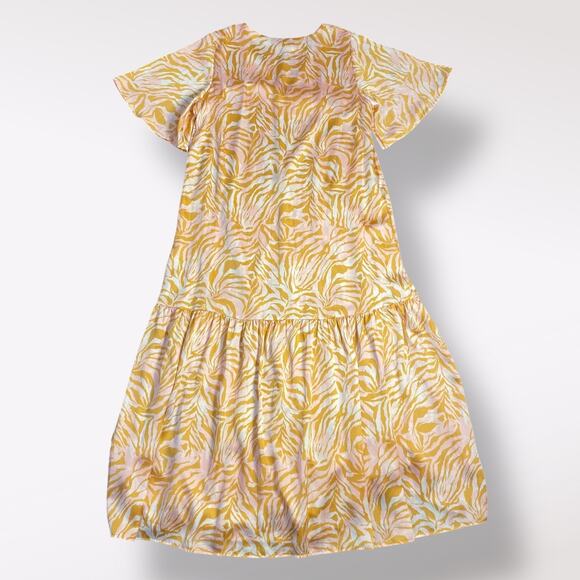 Adrienne Short Sleeve Multicolor Zebra Print Maxi Dress Womens Size M - Picture 6 of 7